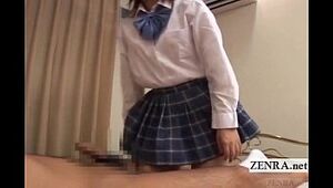 Subtitled CFNM Japanese schoolgirl femdom senzuri play