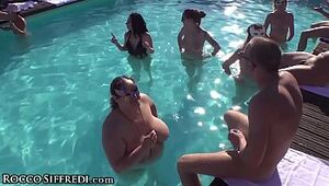 RoccoSiffredi Hot Masked Blowjob Contest At The Pool