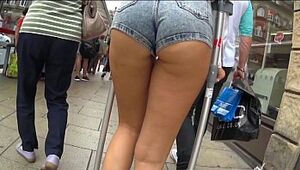 Awesome Ass in tight Jean Shorts